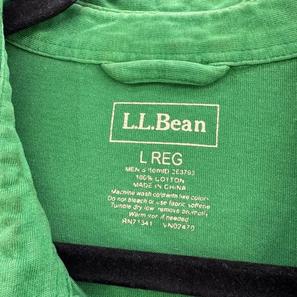 L.L. Bean Mens Kelly Green Cotton Polo Size L - Picture 3 of 6